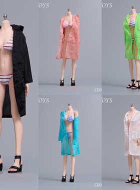 现货 cdtoys cd067 女兵人条纹比基尼防晒衣套装 适配1/6女素体