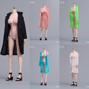 现货 cdtoys cd067 女兵人条纹比基尼防晒衣套装 适配1/6女素体