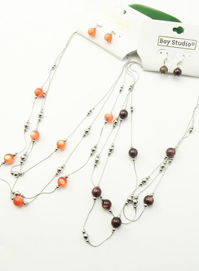 K85 复古优雅项链原创欧美外贸饰品合玛瑙简约猫眼石铜链