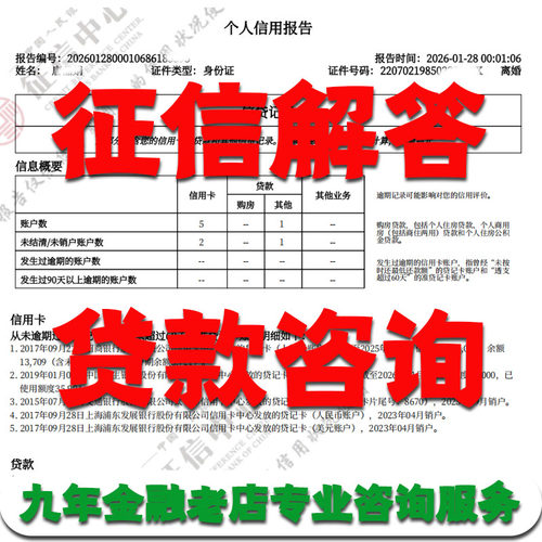 贷款咨询征信分析买房买车入职征信解答网贷消费贷经营贷退费咨询