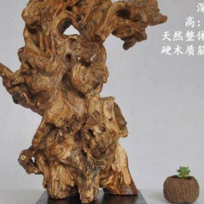 枯木随形大理石底座根雕 茶室别墅会所软装饰工艺品 案台玄桌摆件