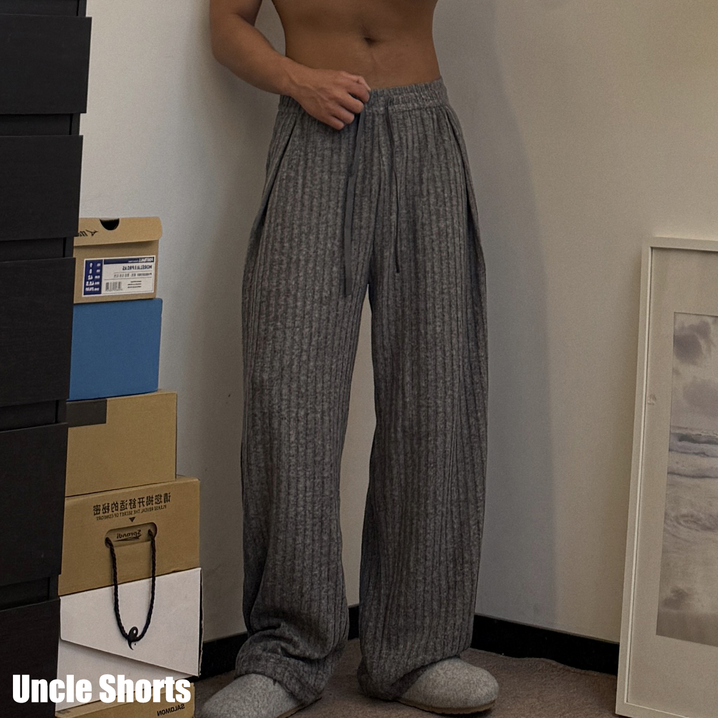 Cleanfit氛围感条纹直筒阔腿甩裤