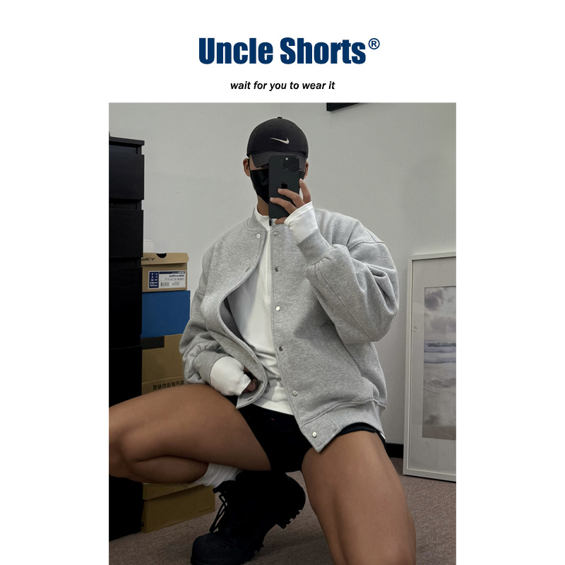 加绒加厚cleanfit棒球服卫衣外套