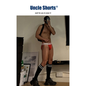 Uncle 棉质 运动性感低腰提臀双丁内裤 Shorts本命年红色三角裤 男士