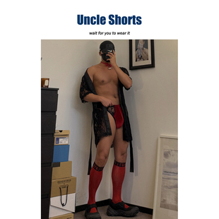 Uncle Shorts【圣诞狂欢】性感丝绒蕾丝丁字裤男趣味高腰三角内裤