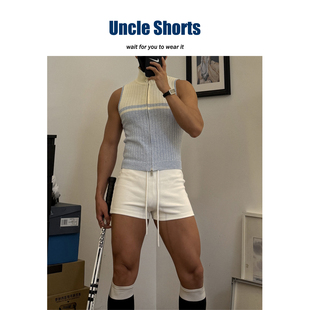 Uncle Shorts性感高腰紧身裤男士户外运动健身沙滩热裤系带超短裤