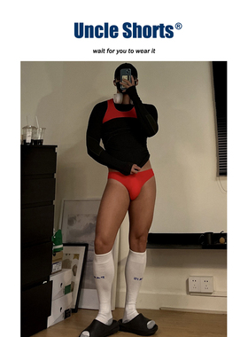 Uncle Shorts性感工字背心男士内衣套装本命年红色提臀三角内裤