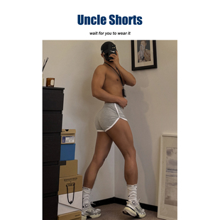 撞色居家阿罗裤 Uncle 透气提臀平角裤 男士 衩 Shorts运动性感超短裤