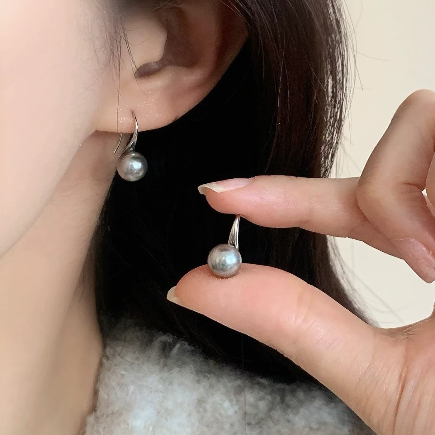 母亲节礼物高跟鞋款海水珍珠耳钉akoya真多麻色女款稳重高雅耳钩