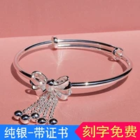 Vòng tay ngọt ngào nơ bạc nữ sterling bạc rắn vòng tay S990 đầy đủ vòng tay bạc sinh viên tua bạc vòng tay bạn gái - Vòng đeo tay Cuff vòng đá mắt hổ