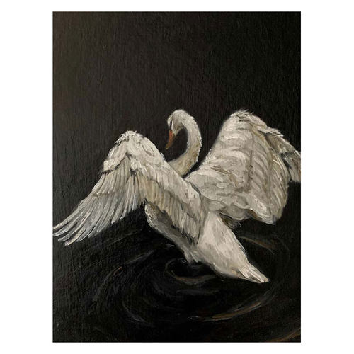 法式小众中古高级感清冷白天鹅卧室挂画装饰画自粘贴画画芯海报