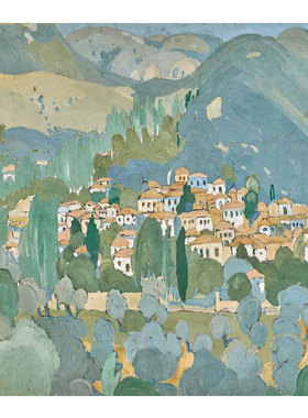 Spyros Papaloukas山村装饰画北欧小众挂画打印画芯背胶贴画海报
