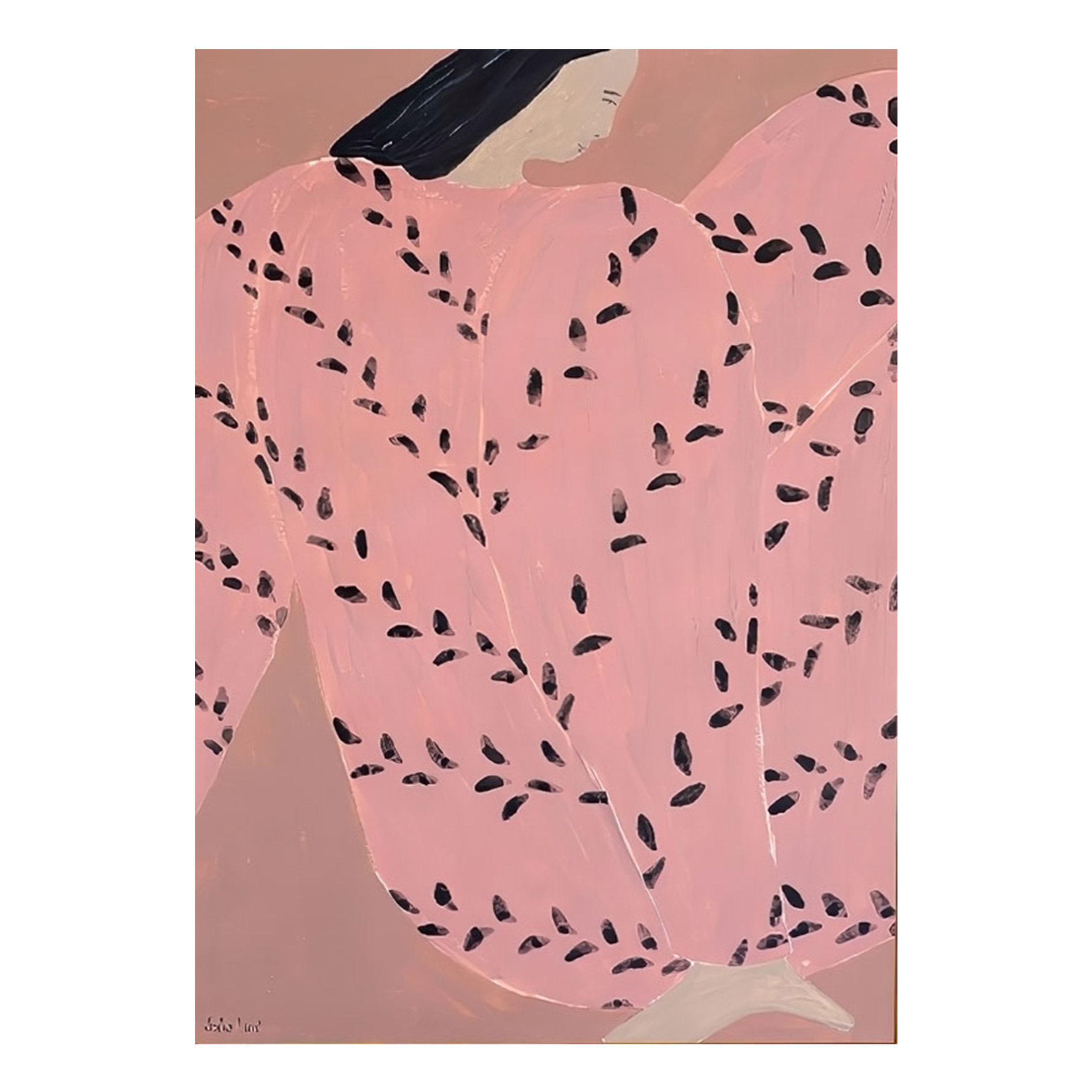 北欧简约马蒂斯打印油画粉色人物玄关复古装饰画画芯贴画背胶海报