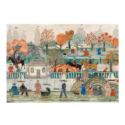 纽约中央公园复古法式中古插画装饰画餐厅挂画画芯贴画背胶海报