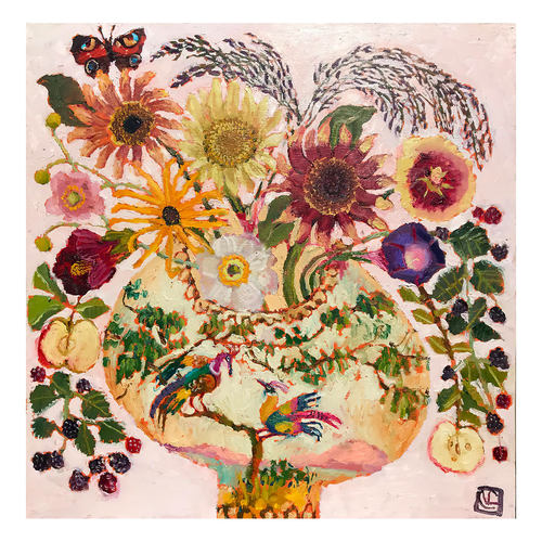 复古彩色餐厅小众艺术植物花卉油画布喷绘装饰画贴画画芯自粘海报