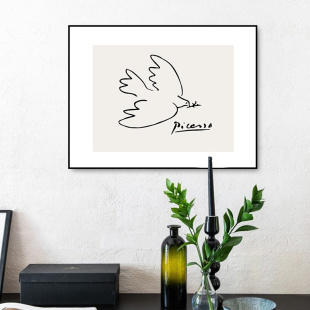 简约北欧毕加索和平鸽抽象线条人物客厅卧室装饰画油画布打印画芯