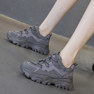 休闲鞋 真皮厚底老爹鞋 炸街时尚 增高百搭轻便运动鞋 女2025秋冬新款