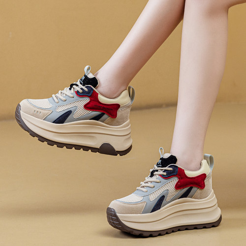 真皮厚底德训休闲鞋女鞋2025新款