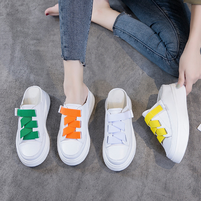 真皮包头新款网红内增高休闲凉鞋