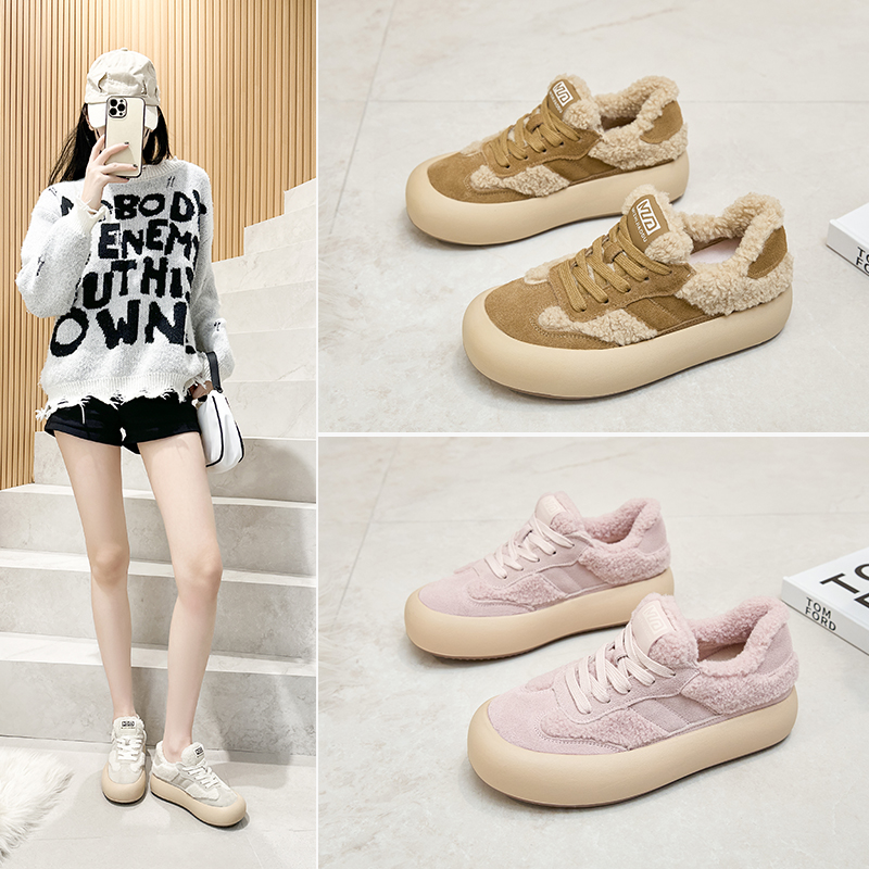 厚底加绒老爹鞋棉鞋运动休闲女鞋