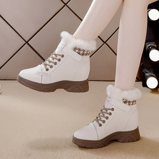 真皮兔毛内增高爆款雪地靴女冬新款厚底短靴加绒加厚保暖毛毛棉鞋