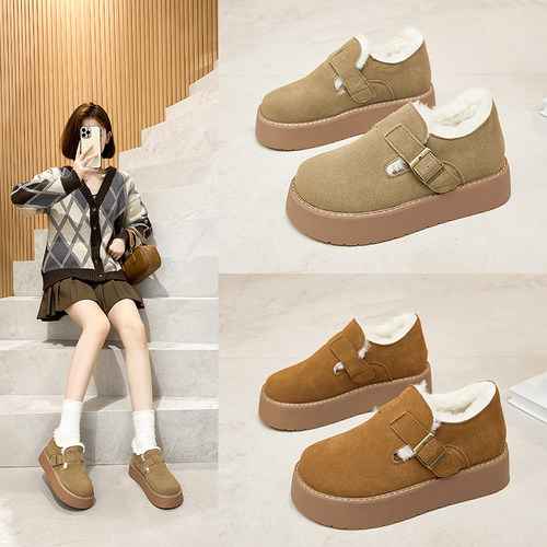 羊毛厚底勃肯鞋加绒加厚时尚轻便