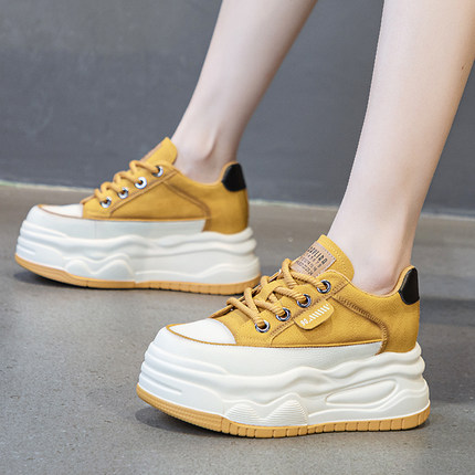 真皮爆款内增高老爹鞋女2025春夏新款百搭7cm运动休闲厚底松糕鞋