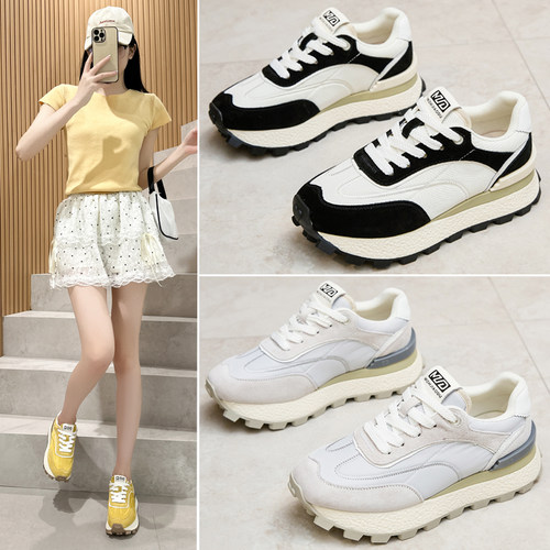 时尚爆款华夫阿甘鞋内增高老爹鞋