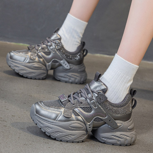 松糕厚底炸街水钻老爹鞋7cm百搭