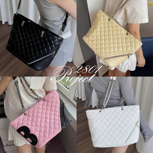 2801 上班得体下班Party 大容量朋克菜篮子菱格纹托特包PunkTote