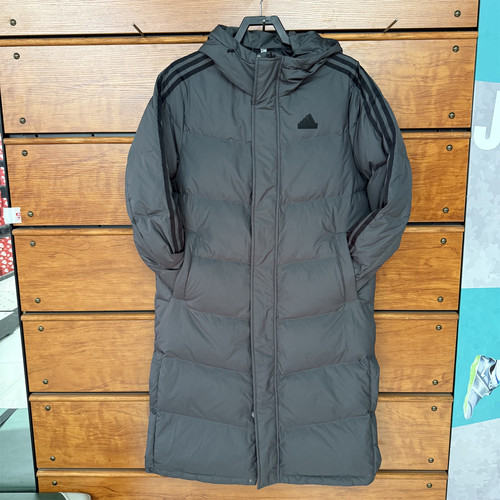 阿迪达斯男女情侣长款羽绒服