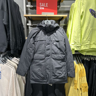 保暖连帽冲锋衣羽绒服外套 阿迪达斯男子冬季 IV7553 Adidas 正品