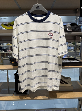 Adidas阿迪达斯三叶草男子短袖26夏新款条纹运动休闲T恤 KW8247