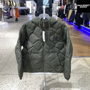 MLB男女连帽羽绒服25冬NY菱格运动棉羽保暖防风鸭绒外套3ADJB2756