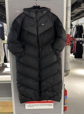 正品Nike耐克女长款羽绒服冬新款防风加厚保暖连帽鸭绒外套HF7894