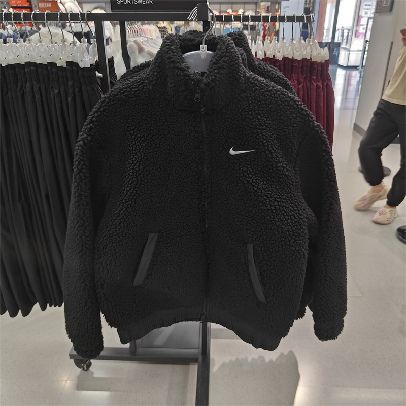 正品NIKE耐克女子仿羊羔绒运动休闲立领保暖夹克外套 DR5629-010