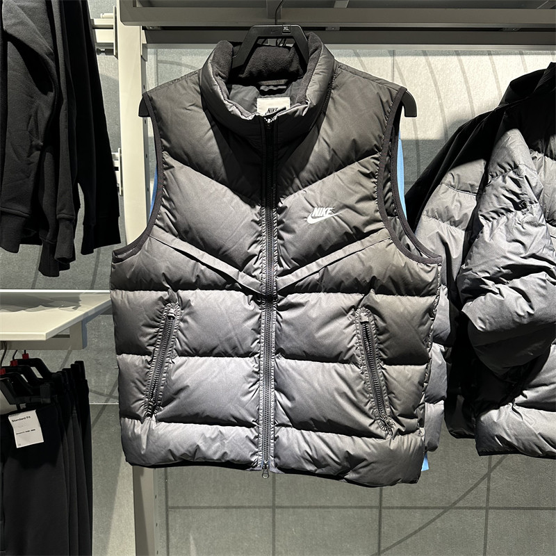 正品Nike耐克男子羽绒服马甲2024冬新款风行者防风无袖背心FB8184