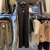 Adidas阿迪达斯女子无袖 连衣裙2025春夏三条纹运动休闲长裙JE1208