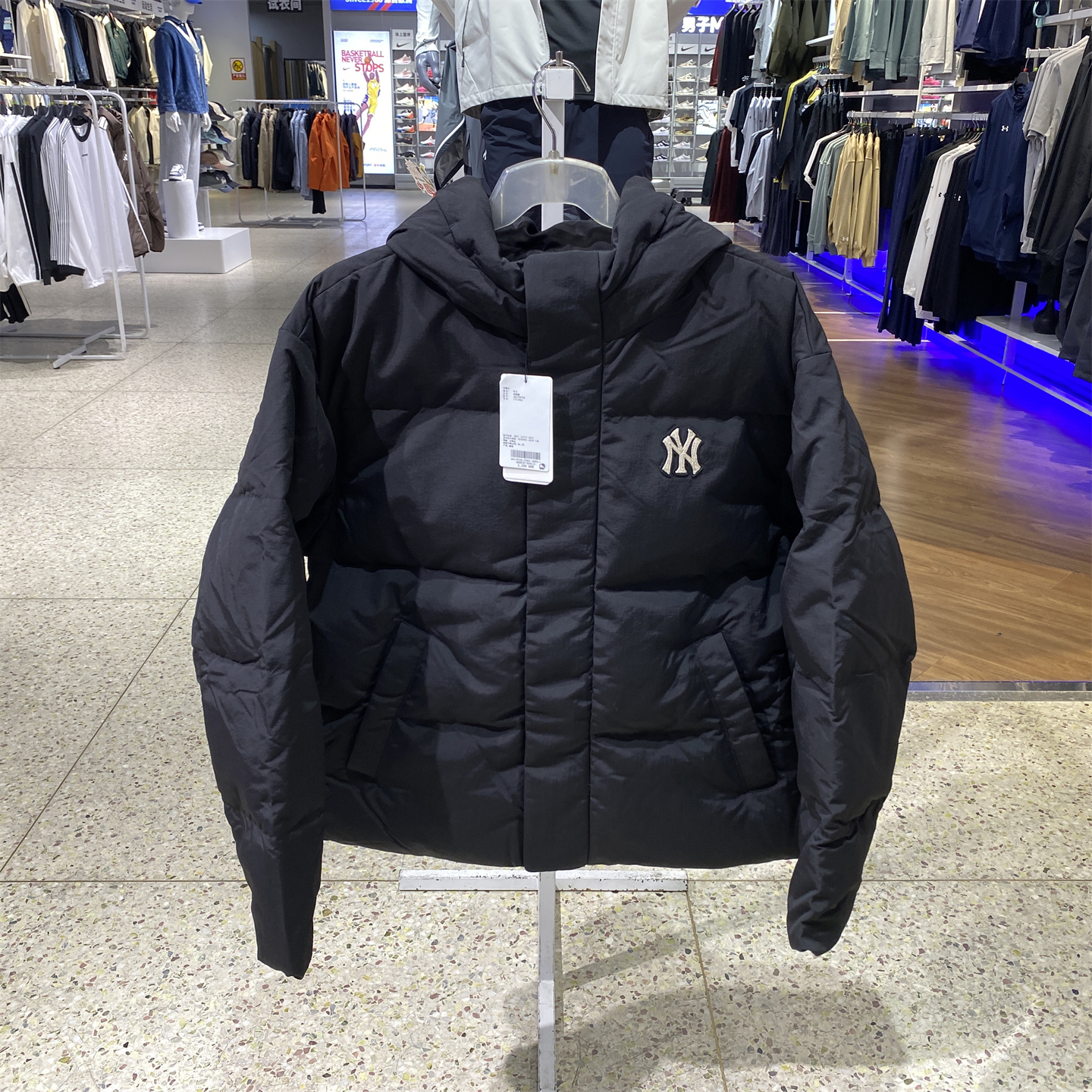 MLB男女连帽羽绒服户外鸭绒外套