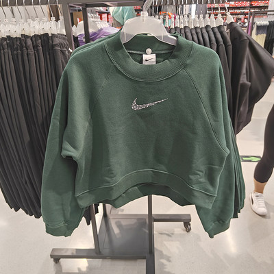 正品Nike/耐克女子运动休闲加绒短款圆领宽松套头卫衣 FB1921-397