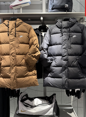 NIKE耐克男子中长款羽绒服25冬新款宽松保暖防风连帽户外套IB2974