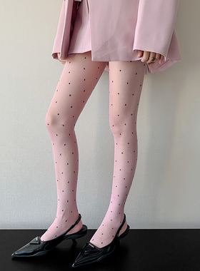粉色点点提花丝袜女夏季波点超薄纯欲风小圆点紫色性感春秋连裤袜