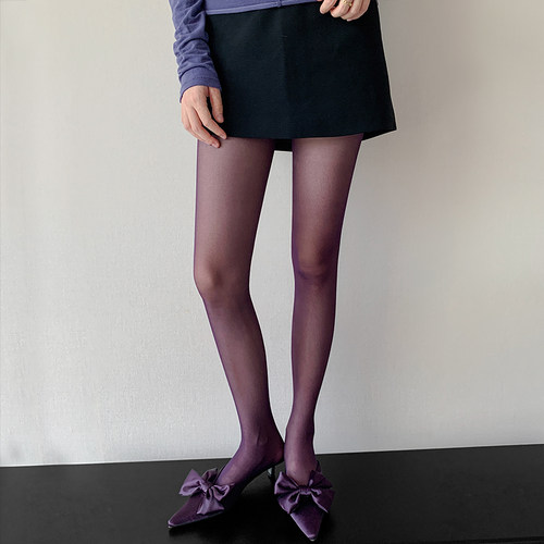 紫色丝袜女超薄防勾丝夏季彩色性感辣妹y2k酒红糖果色春秋连裤袜