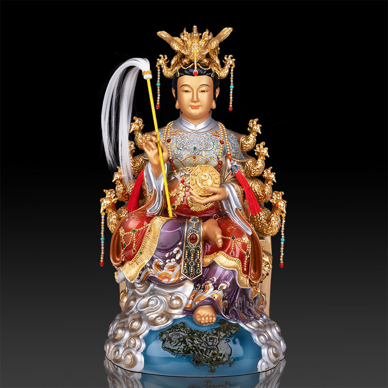全铜地母娘娘神像九头凤椅后土娘娘家用供奉地母元君客厅供奉摆件
