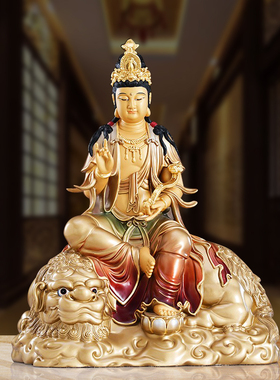 纯铜华严三圣文殊普贤菩萨佛像