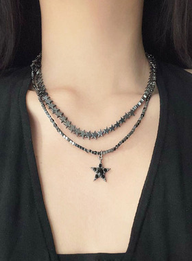 串珠星月吊坠项链女锁骨链颈链