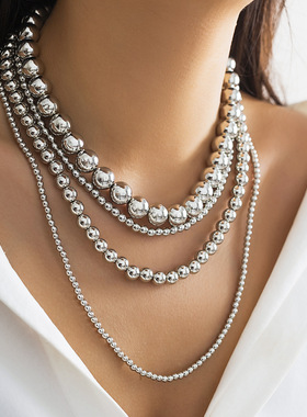 金属圆珠女球球项链锁骨链