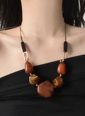 不规则串珠项链女毛衣链可抽拉