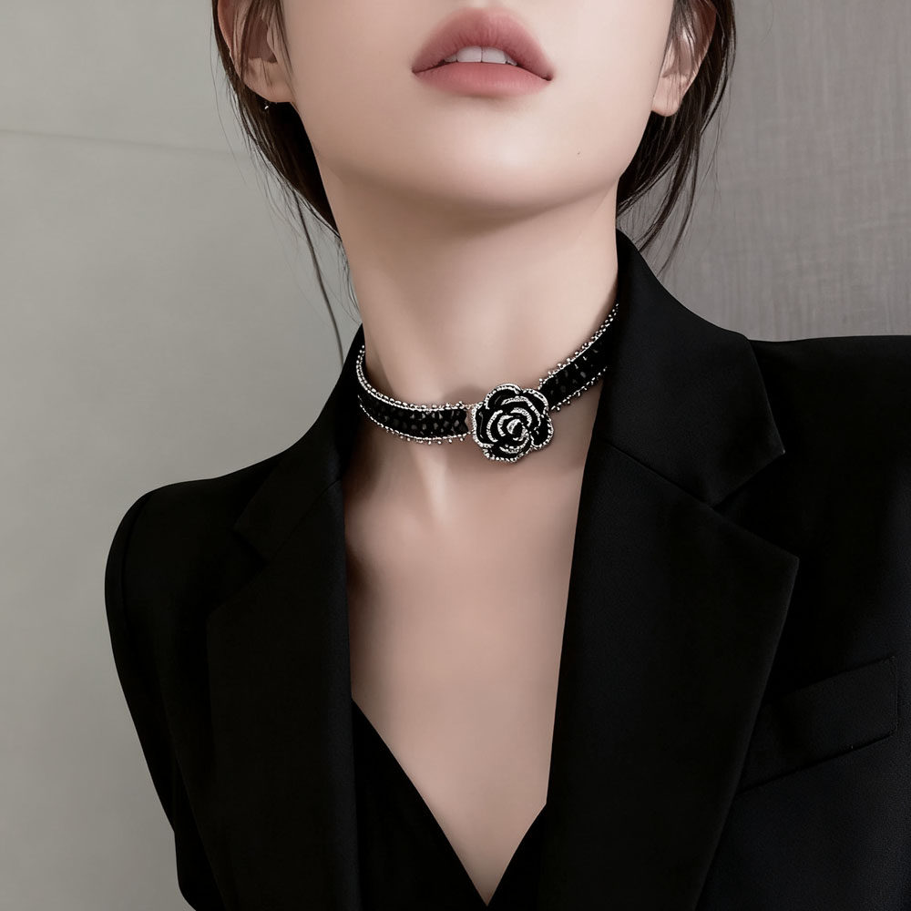 暗黑风vintage镶钻山茶花锁骨项链女轻奢满钻choker晚宴颈链配饰,饰品/流行首饰/时尚饰品新,项链,淘宝优惠券,粉丝福利购,淘宝优惠卷