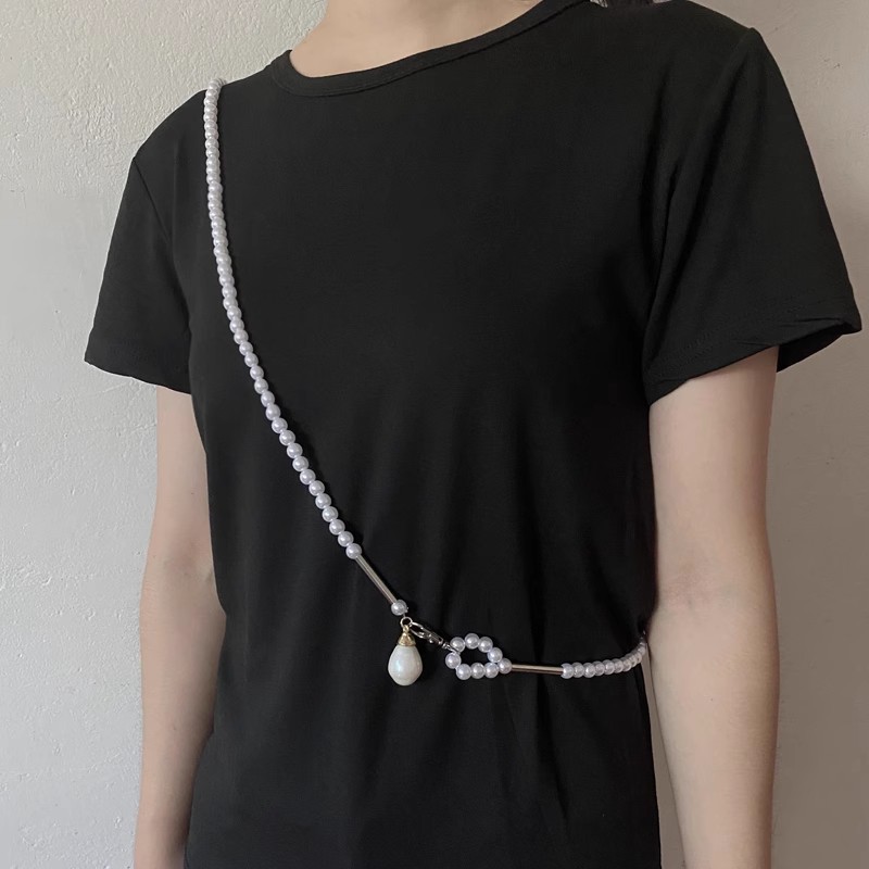 女水滴坠珍珠腰链身体连陀螺坠